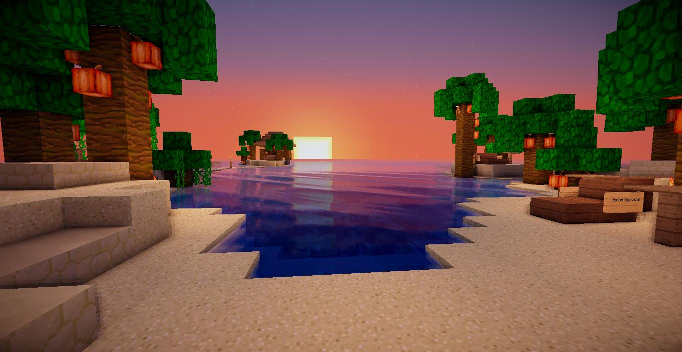 Minecraft Island Sunset Wallpaper Image
