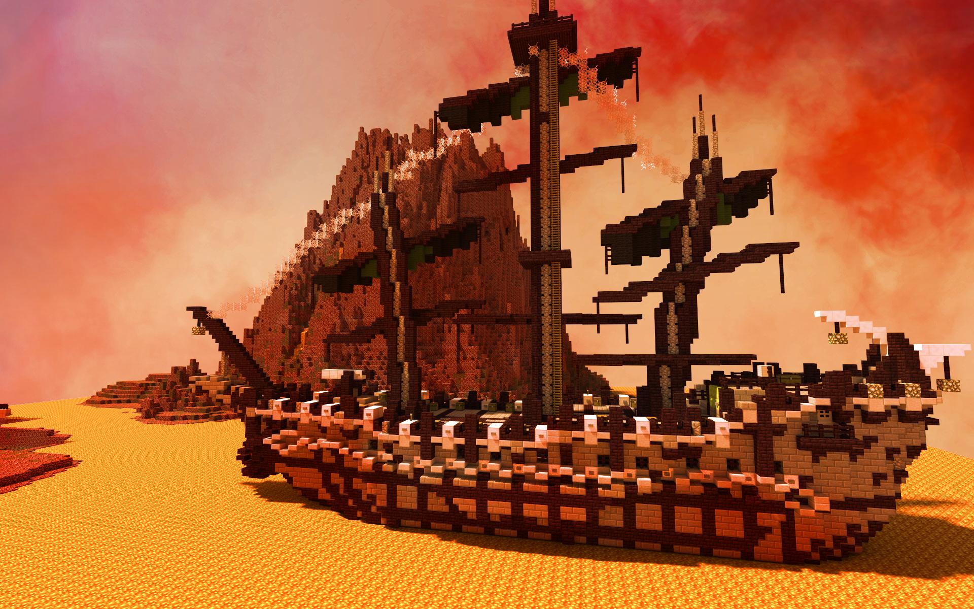 Minecraft Lava Boat Wallpaper Image
